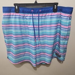 Vineyard Vines Men's Striped Colorful Mesh Lined Vacation Swim Trunks Shorts XL